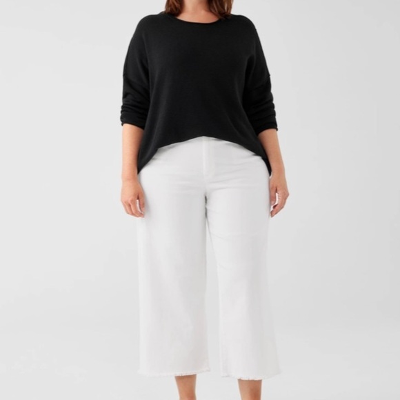 Eileen Fisher White Organic Cotton Jean Ankle Length Frayed Hem 3X Plus Vacation - Picture 16 of 16